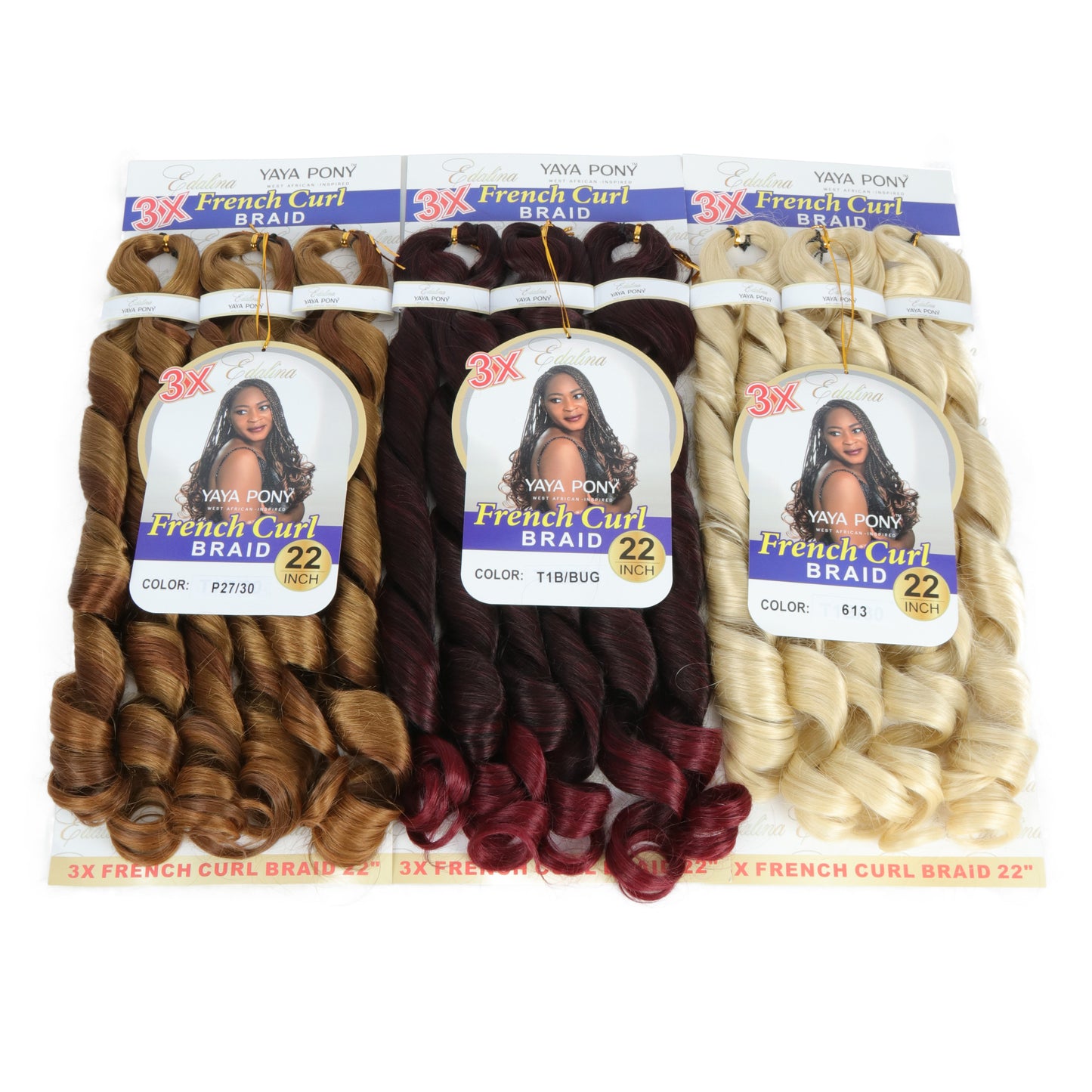 Edalina Yaya Pony French Curl Braid Pre-stretched hot water set 24". 2 bundles And 6 bundle in a pack.