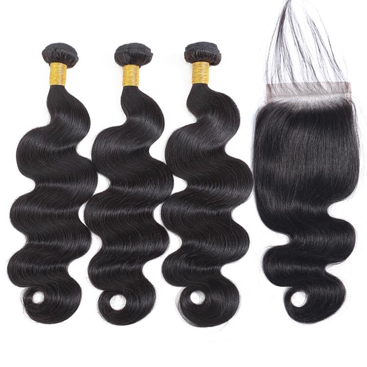 10A Grade 3/4 Body Wave Bundles with 4x4 Closure Brazilian