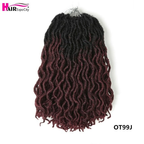 12Inch Goddess Faux Locs Crochet Hair Synthetic Wave Hair Ombre