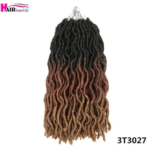 12Inch Goddess Faux Locs Crochet Hair Synthetic Wave Hair Ombre