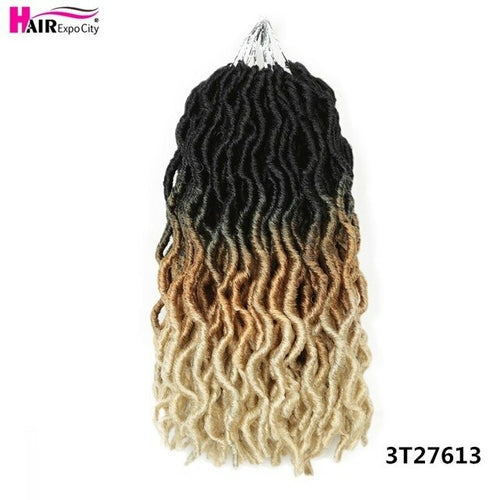 12Inch Goddess Faux Locs Crochet Hair Synthetic Wave Hair Ombre