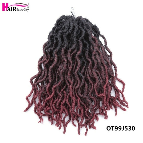 12Inch Goddess Faux Locs Crochet Hair Synthetic Wave Hair Ombre