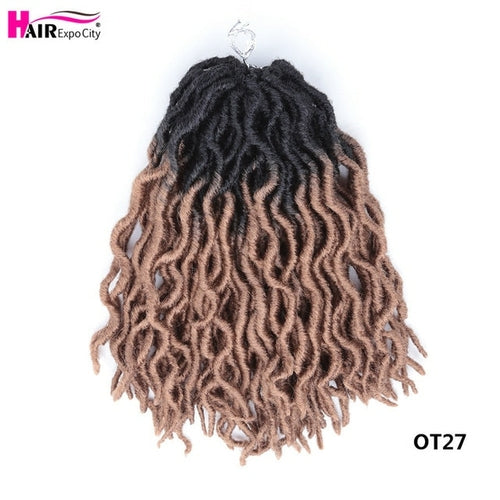 12Inch Goddess Faux Locs Crochet Hair Synthetic Wave Hair Ombre