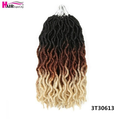 12Inch Goddess Faux Locs Crochet Hair Synthetic Wave Hair Ombre