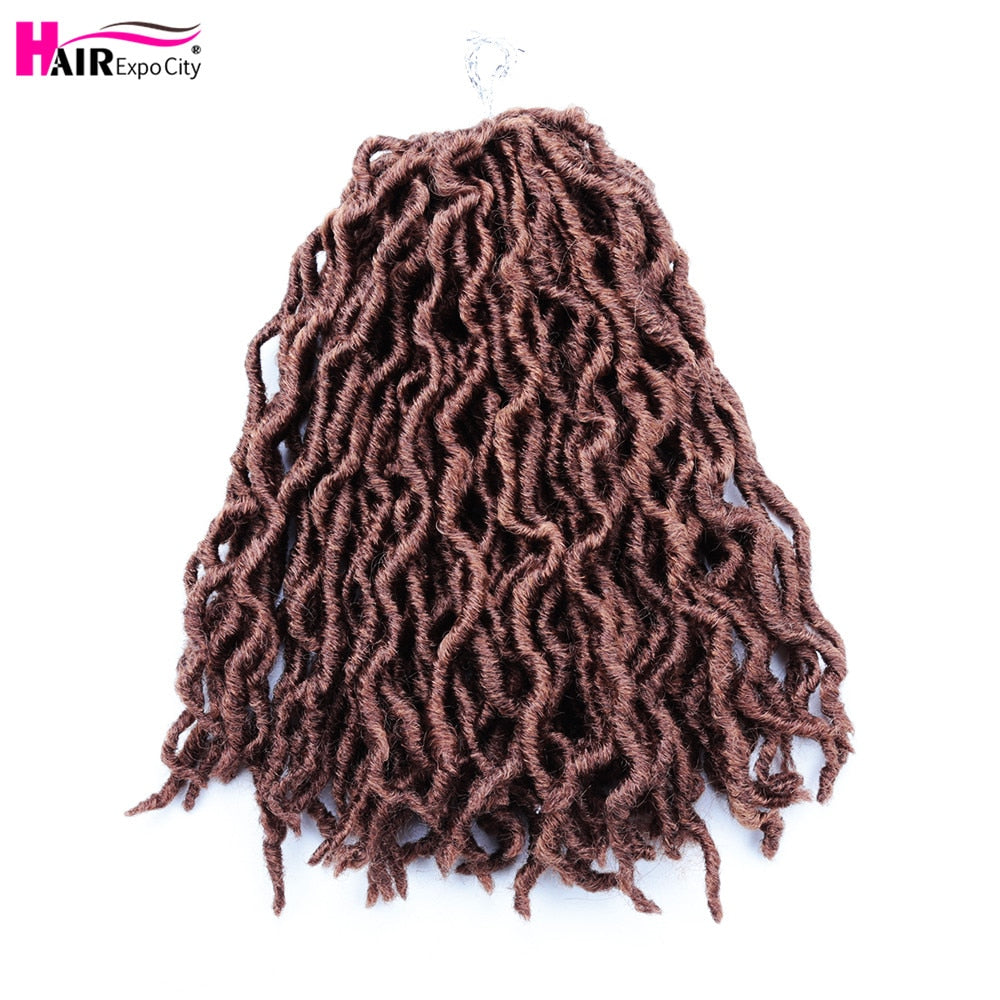 12Inch Goddess Faux Locs Crochet Hair Synthetic Wave Hair Ombre