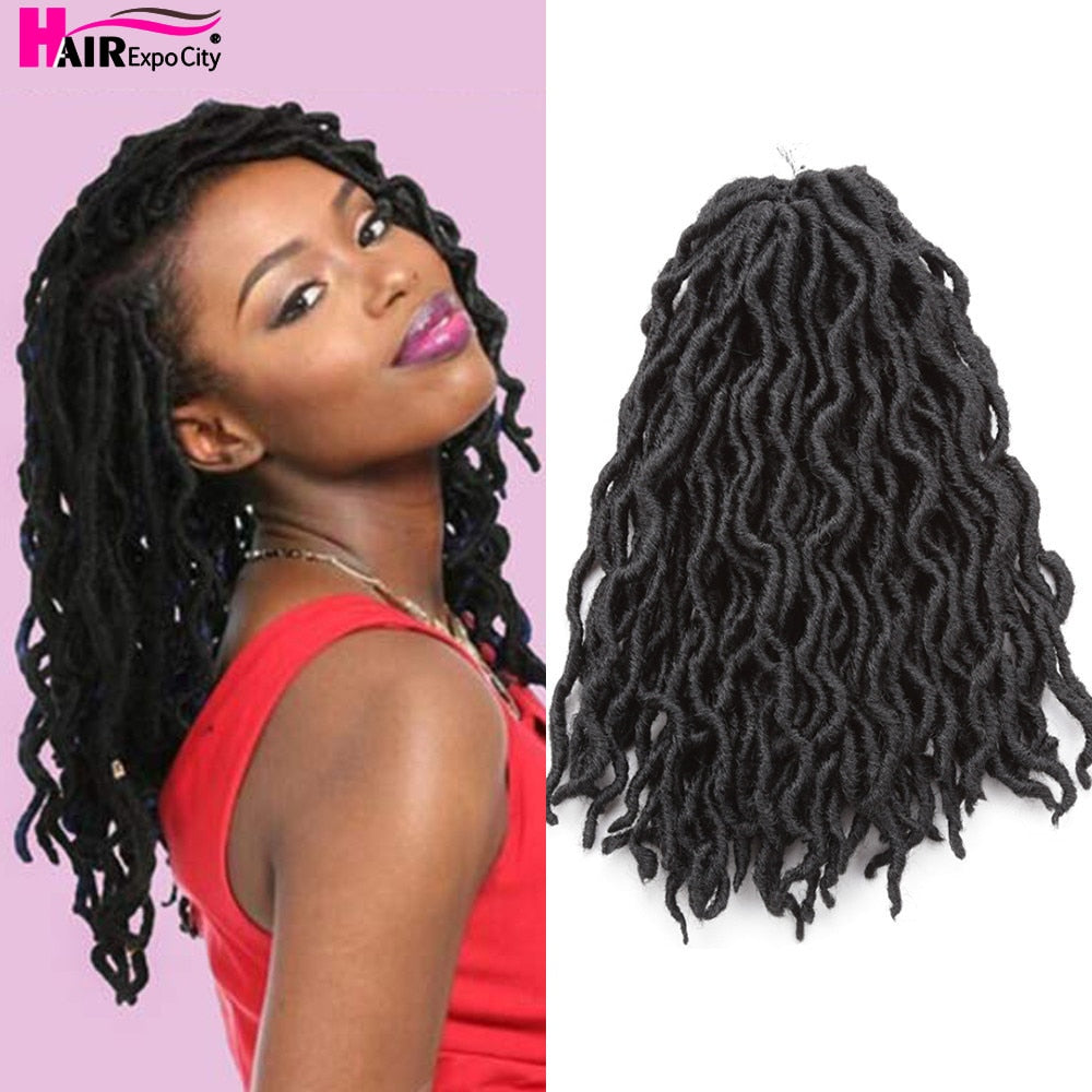 12Inch Goddess Faux Locs Crochet Hair Synthetic Wave Hair Ombre