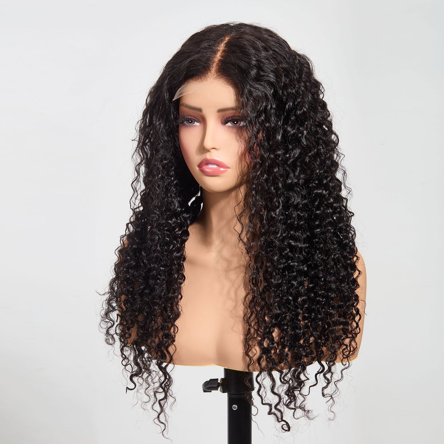 StariaHair 5"x5" Water Wave Transparent Glueless Lace Closure Wig #1B