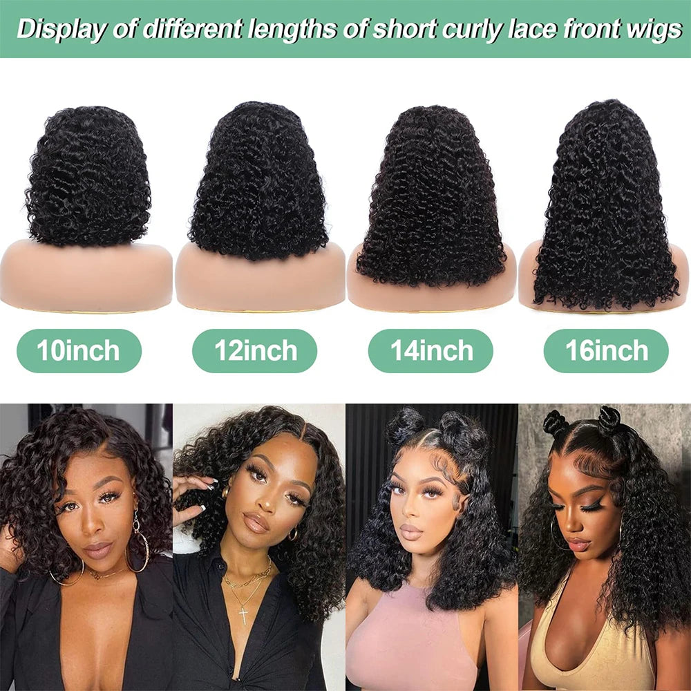10A Brazilain Virgin Human Hair.Deep Wave Bob Wigs For Women Human Hair Curly C Ready To Go Human Hair Wigs Pre Cut Lace Air Wig