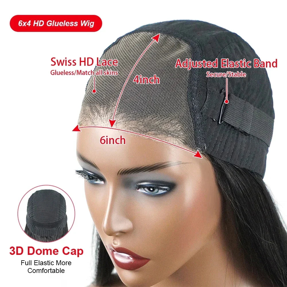 Pre Cut No Glue Bone Straight Glueless Wigs Human Hair For Women Brazilian Glueless Wig Human Hair Ready To Wear Preplucked 200%