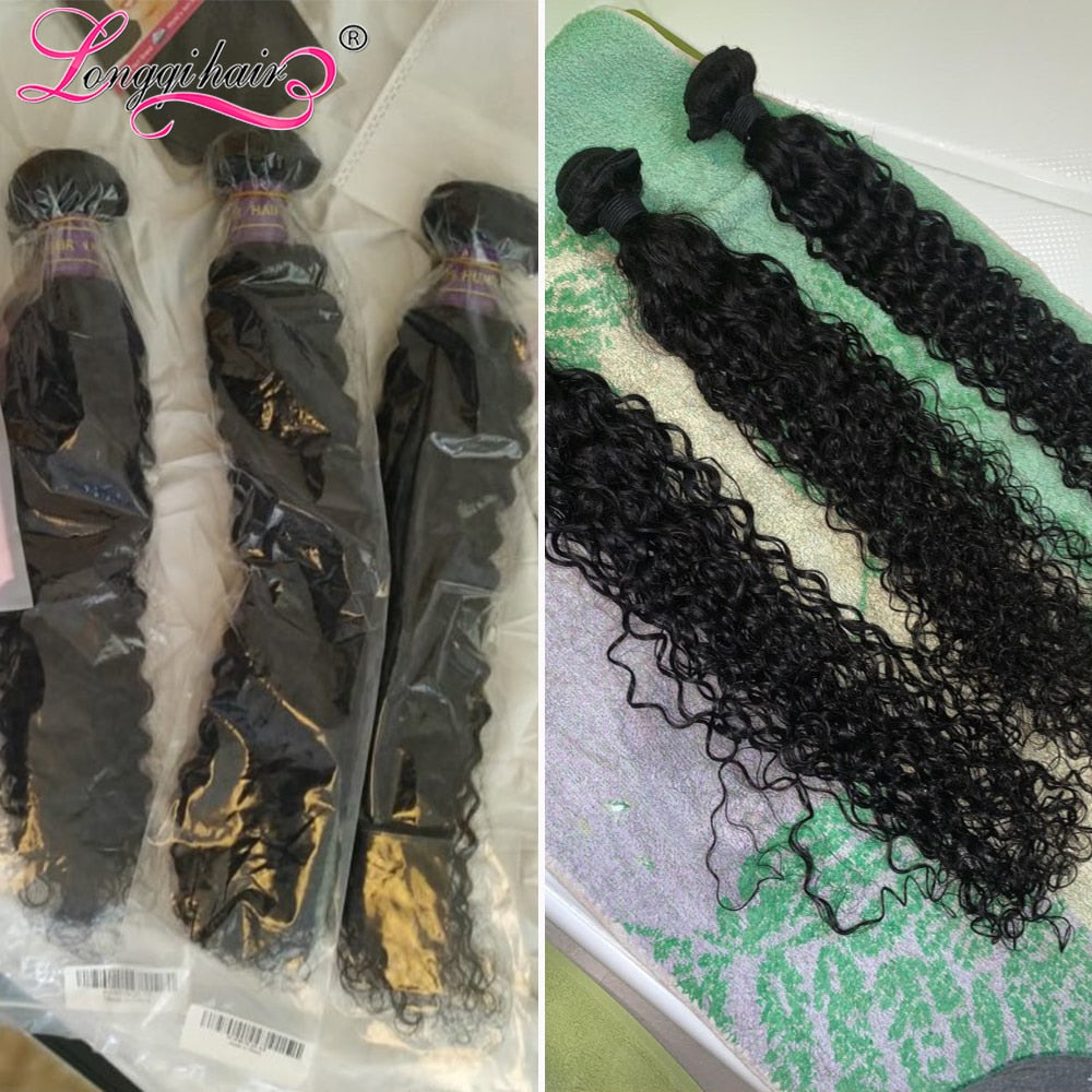 Curly Hair Bundles 1/3/4 PCS Remy Human Hair Brazilian Hair Weave Bundles 8-26 Inch Natural Black Human Hair Extension Longqi
