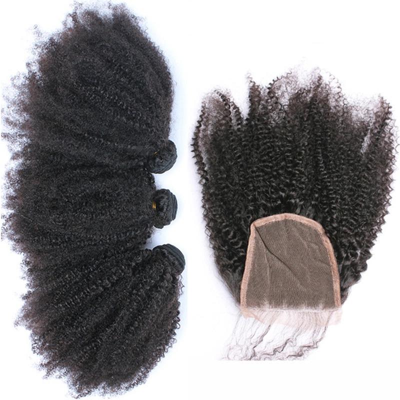 BeuMax 10A Grade 3/4 Afro Kinky Curly Bundles with 4x4 Closure