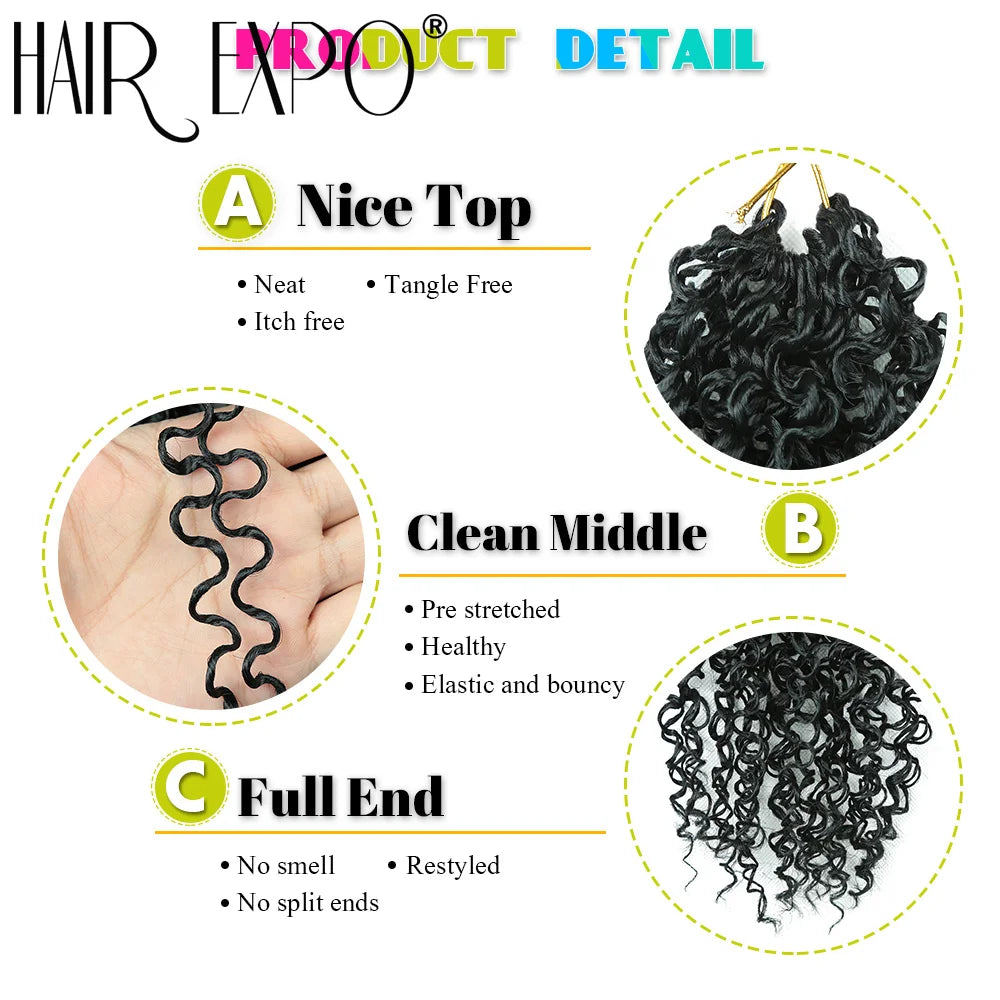 14"Curly Passion Twist Crochet Hair Synthetic Yanky Twist Braiding