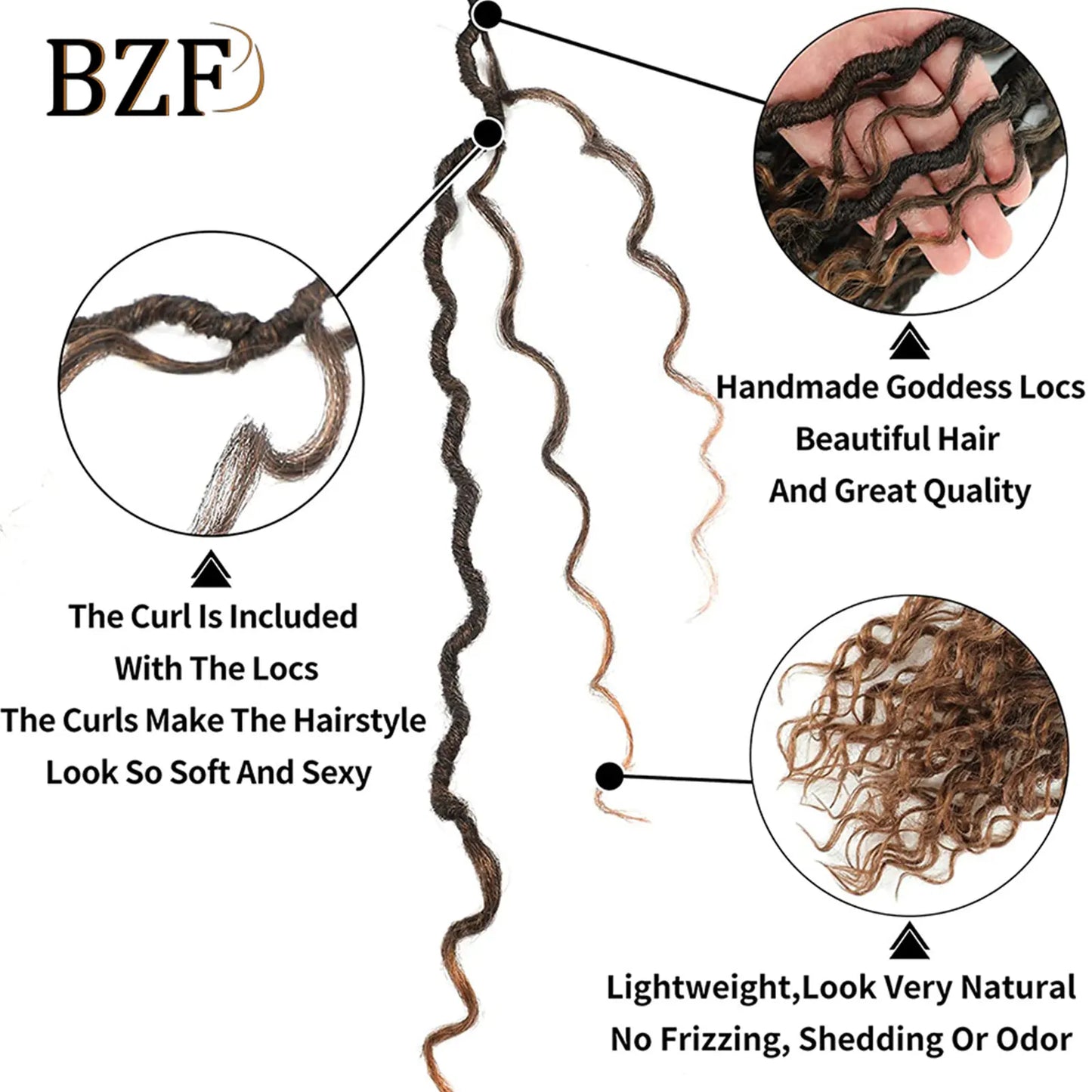 Ombre Goddess Faux Locs Crochet Hair 18 Inch River Locs Crochet Braids Hair Curly Hair Ends Synthetic Braiding Hair Extensions