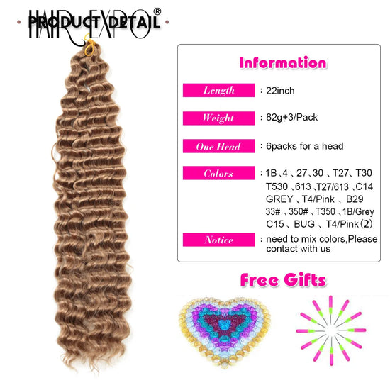 22-30"Deep Wave Twist Crochet Hair Synthetic Deep Twist Braiding Hair