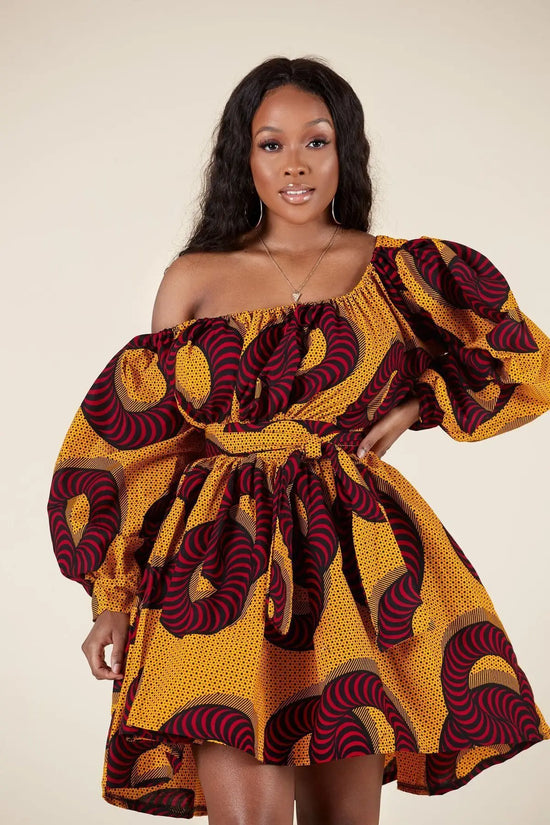 African Dress Women European American Sexy Slanted Shoulder Elastic Shrink Dress Summer Bohemia Flower Print Two Wear