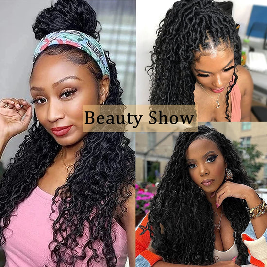Ombre Goddess Faux Locs Crochet Hair 18 Inch River Locs Crochet Braids Hair Curly Hair Ends Synthetic Braiding Hair Extensions