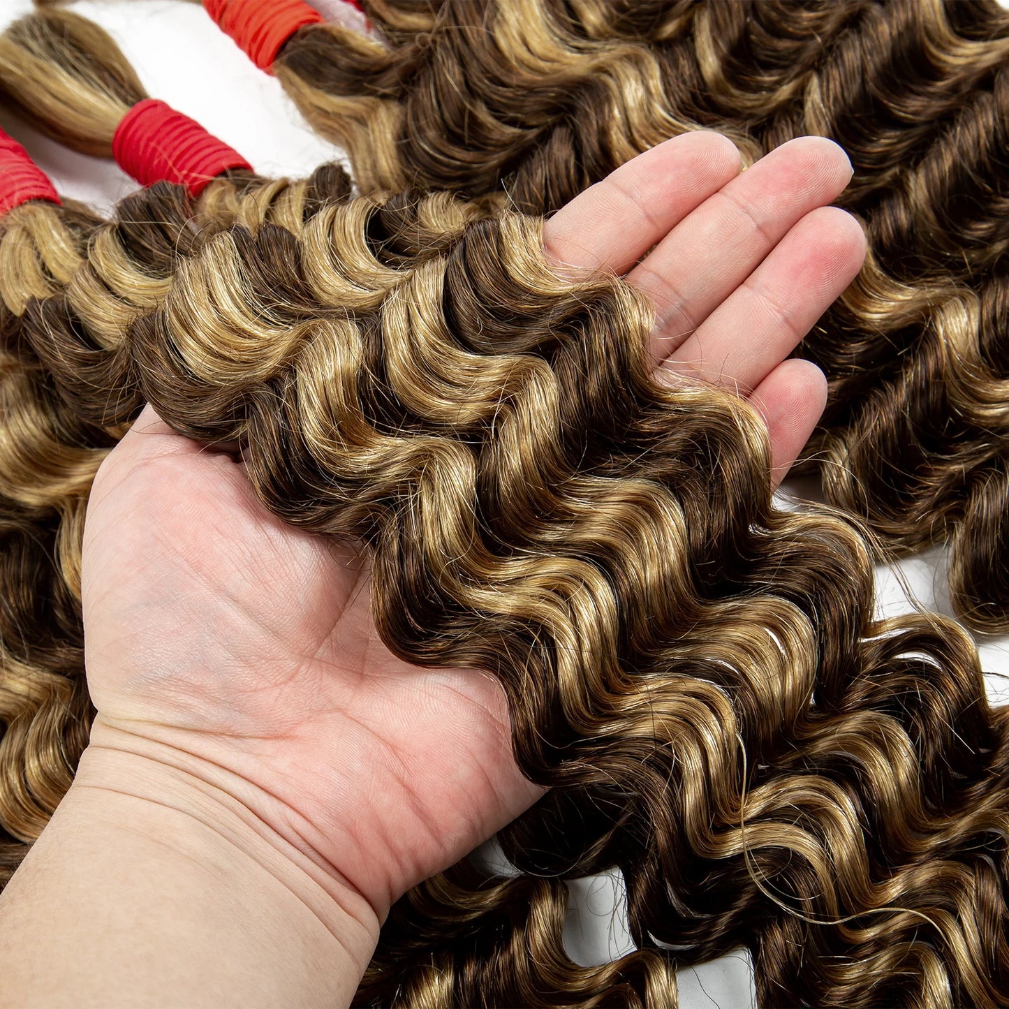 Honey Brown Deep Wave Bulk Human Hair for Braiding 100g  No Weft Boho Braids Brazilian Virgin Human Hair Extensions