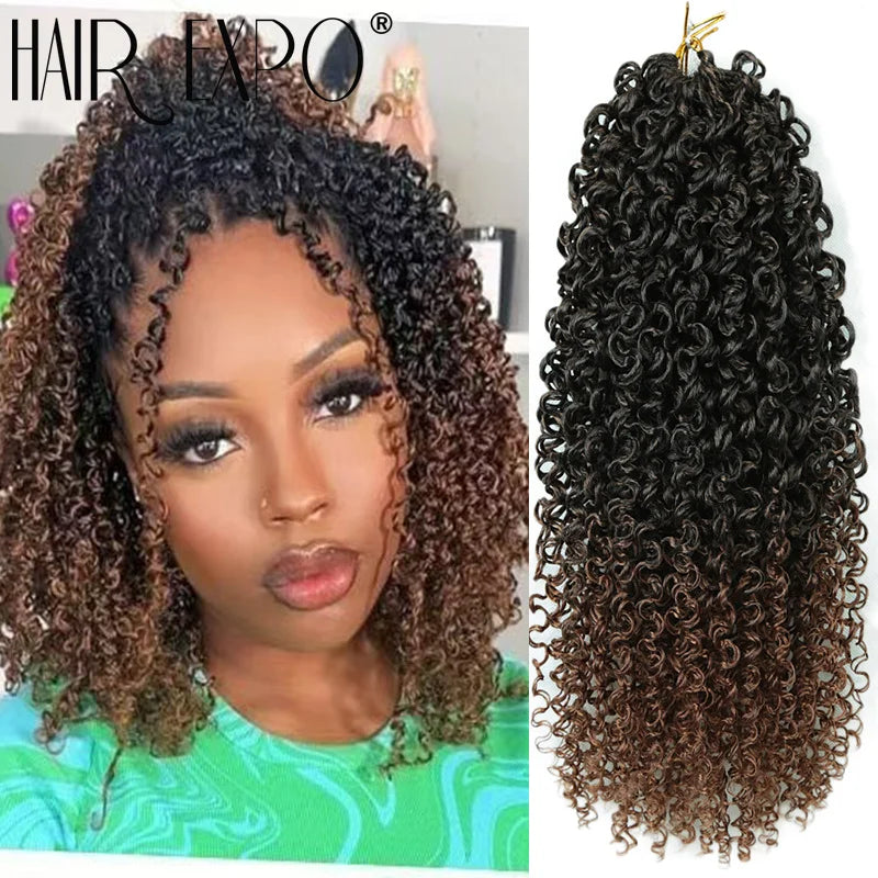 14"Curly Passion Twist Crochet Hair Synthetic Yanky Twist Braiding