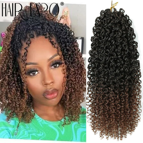 14"Curly Passion Twist Crochet Hair Synthetic Yanky Twist Braiding
