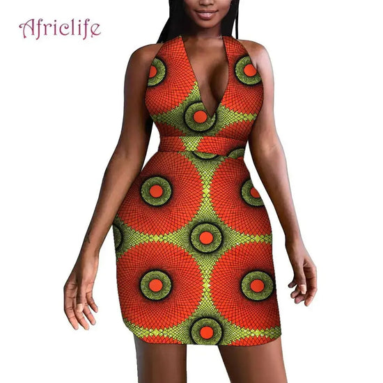 African Clothes for Women V-neck Sexy Party Dress Dashiki Dress Africa Wedding Dress Women Clothing Wy1463