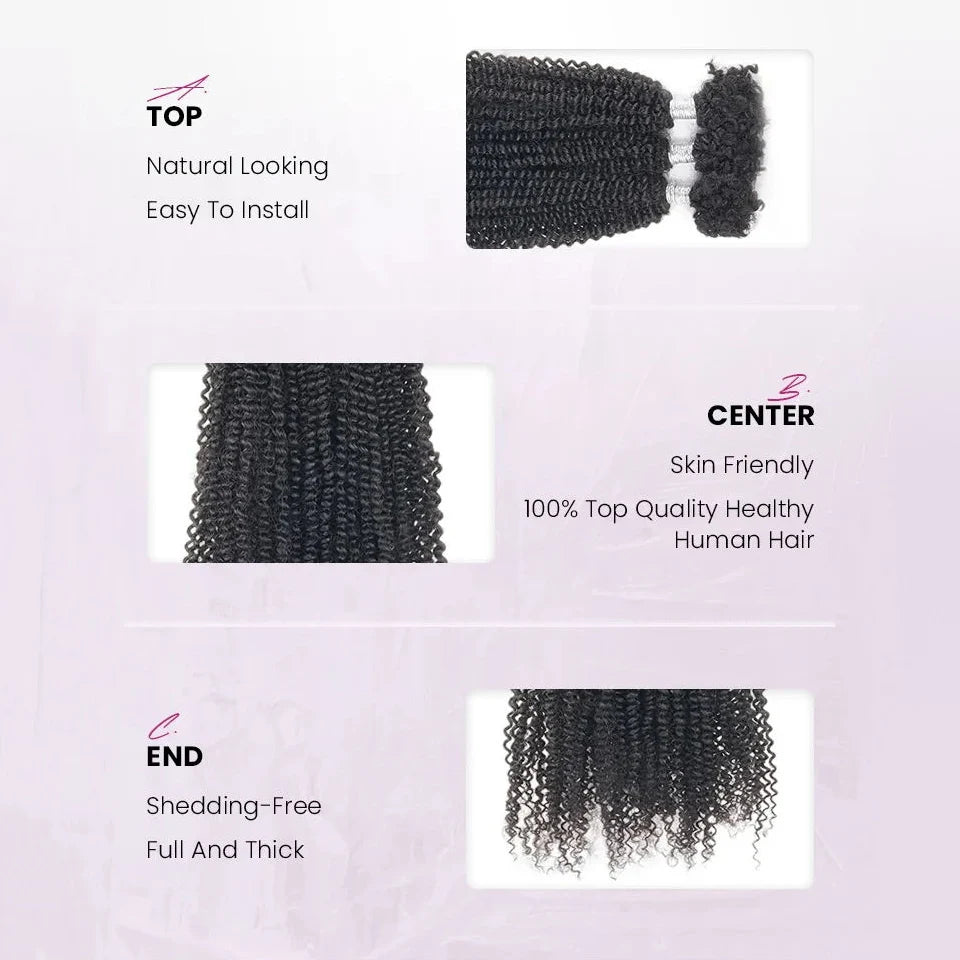 Afro Kinky Bulk 100% Human Hair Kinky 4C Afro Kinky Curly Hair for braiding