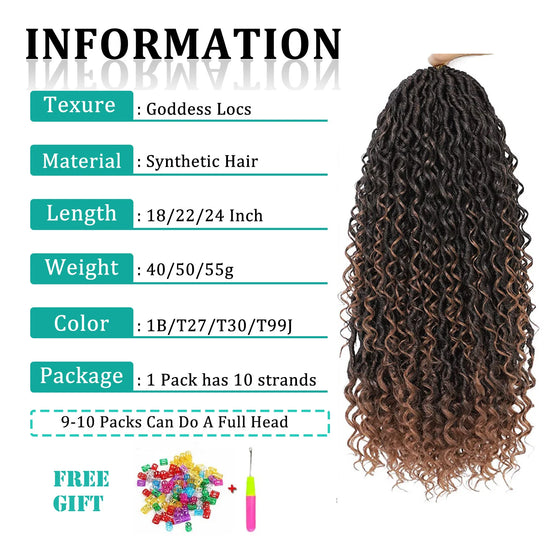 Goddess Locs Crochet Hair with Curly Ends - Ombre Faux Locs Braids