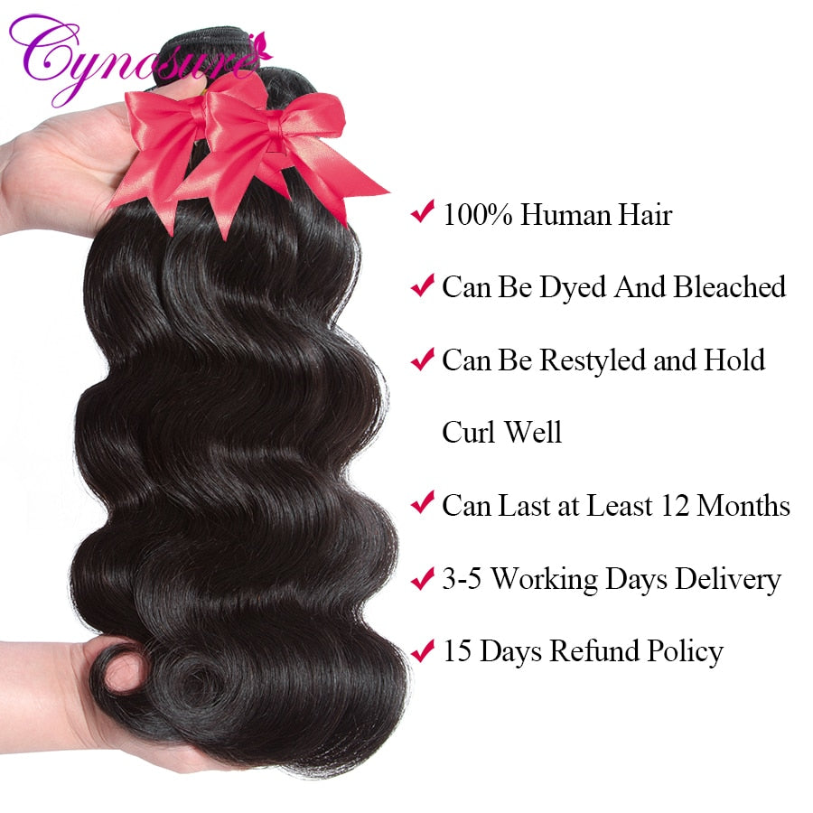 Cynosure Body Wave Human Hair Bundles With Closure Brazilian Human Hair Weave 3 Bundles With Lace Closure Human Hair Extension
