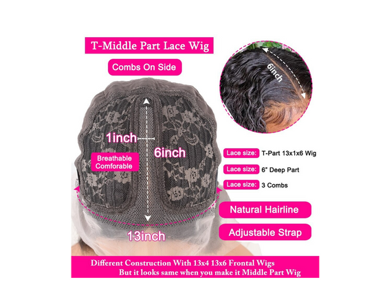 13x1x4 Body Wave 13x1x6 T part Lace Transparent Human Hair Wigs 180% D
