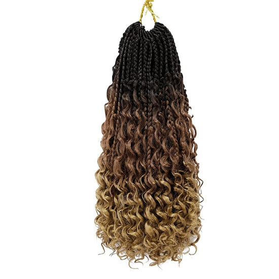 1- 6 Packs Ombre Box Braids Crochet Hair 14 18 inch Braids Hair With Curly  Ends 
