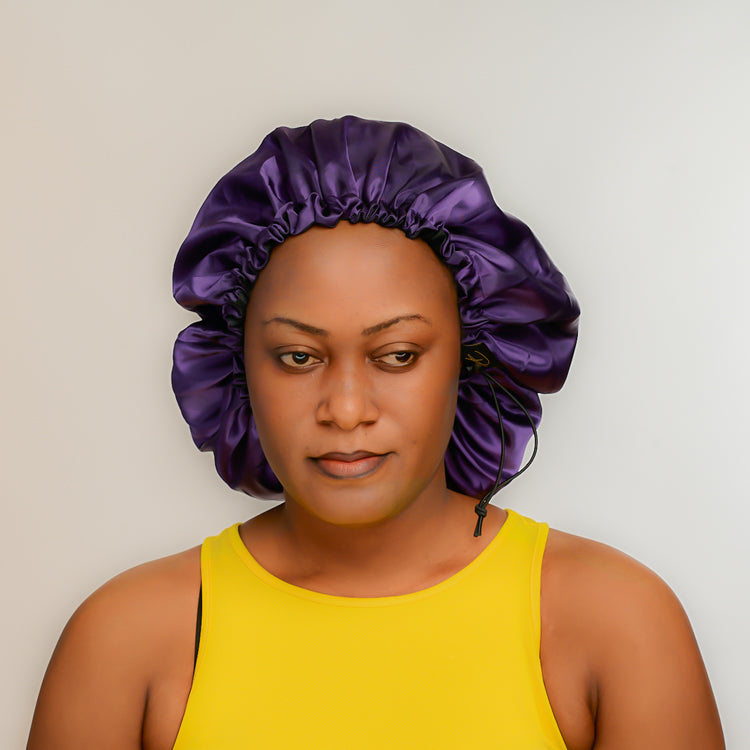 EDALINA LARGE REVERSIBLE AND ADJUSTABLE 15 Inch Double Layered SATIN BONNET Silk Sleep Cap To Protect Edges, Natural Hair & Your Style.  Our Bonnet Stay on Head Through The Night