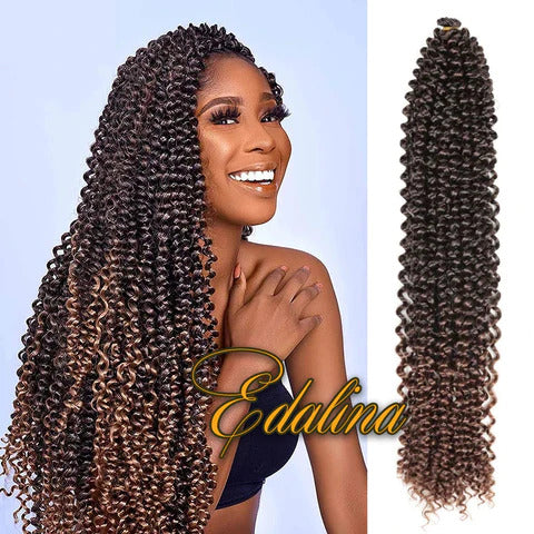 EDALINA 7 packs Passion twist Hair 7 packs 12in and 18in 80g/pack Kanekalon Water Wave Hair for Goddess Locks Bohemia Box Braids Crochet Braids Extensions 22 Strand/Pack